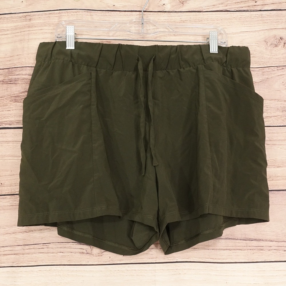 All In Motion Shorts Womens XL Green Athletic Running 4 Inseam Lined Drawstring